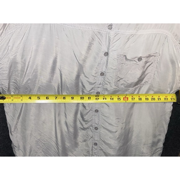 Pete & Greta Grey Shirt XS Extra Small Long Sleeve Rolled Up Button Top Cupra - Picture 7 of 9